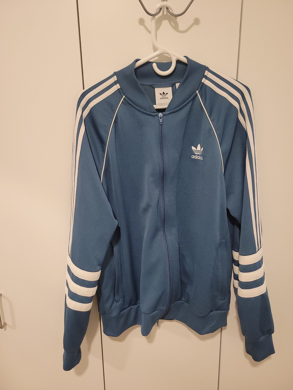 Adidas Originals Blue Trefoil Track Jacket with White Stripes